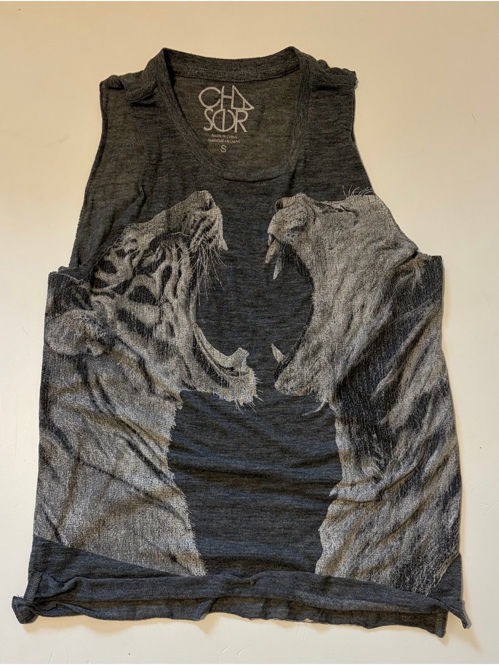 Chaser Charcoal Gray Lion Graphic Tank Top - Picture 2 of 4